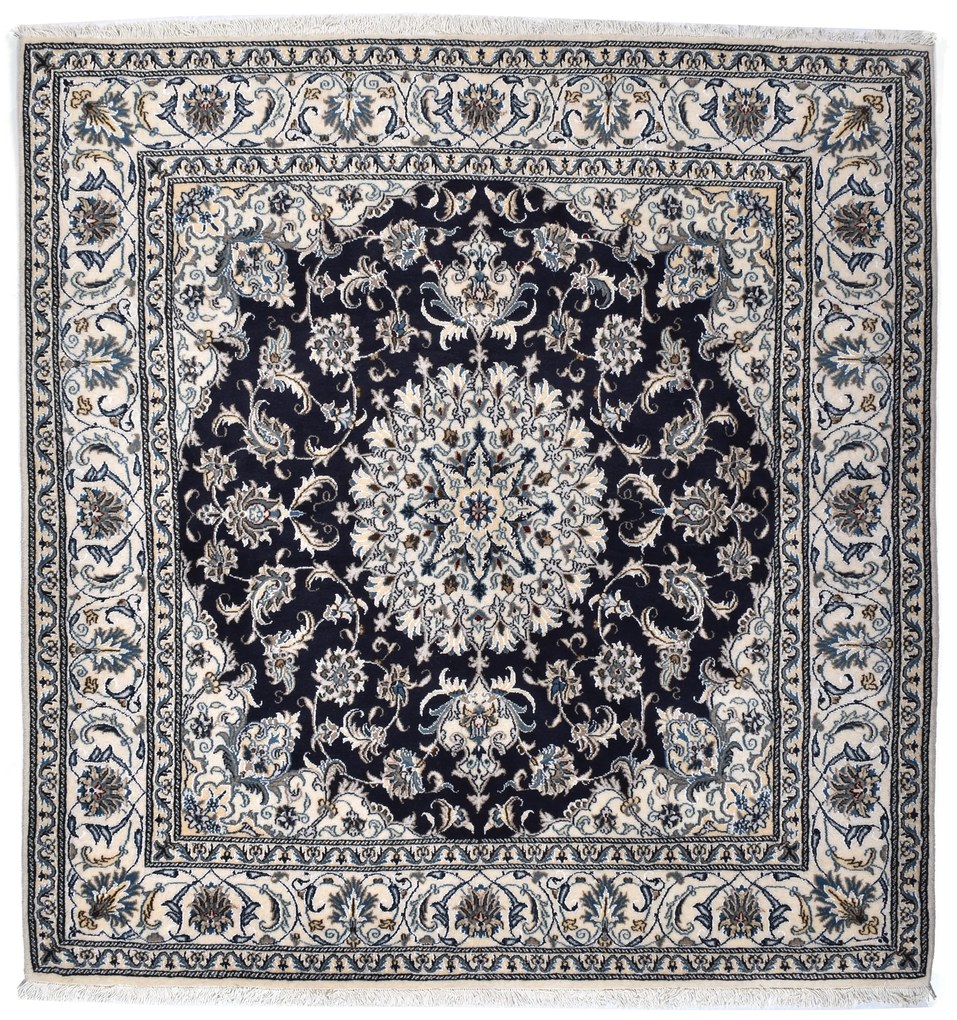 Nain Tappeto persiano 200 x 190 Blu (Iran) Annodato A Mano