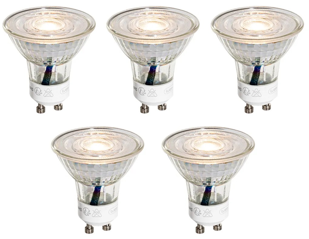 Set van 5 GU10 50mm LED lampen helder 4.9W 450 lm 3000K