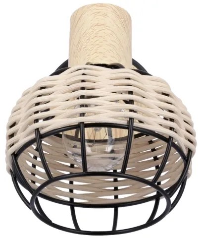 Faretto da parete TAJGA 1xE14/40W/230V rattan/nero