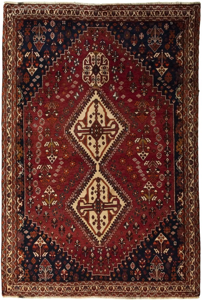 Shiraz Tappeto 200x140 Rosso (Iran) Annodato A Mano