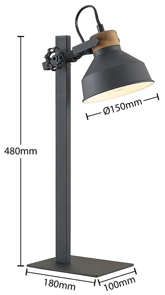 Lindby Nefeli da tavolo con dettagli legno, 1 luce