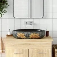 Lavabo da Appoggio Grigio e Nero Ovale 59x40x14 cm Ceramicacod mxl 131499