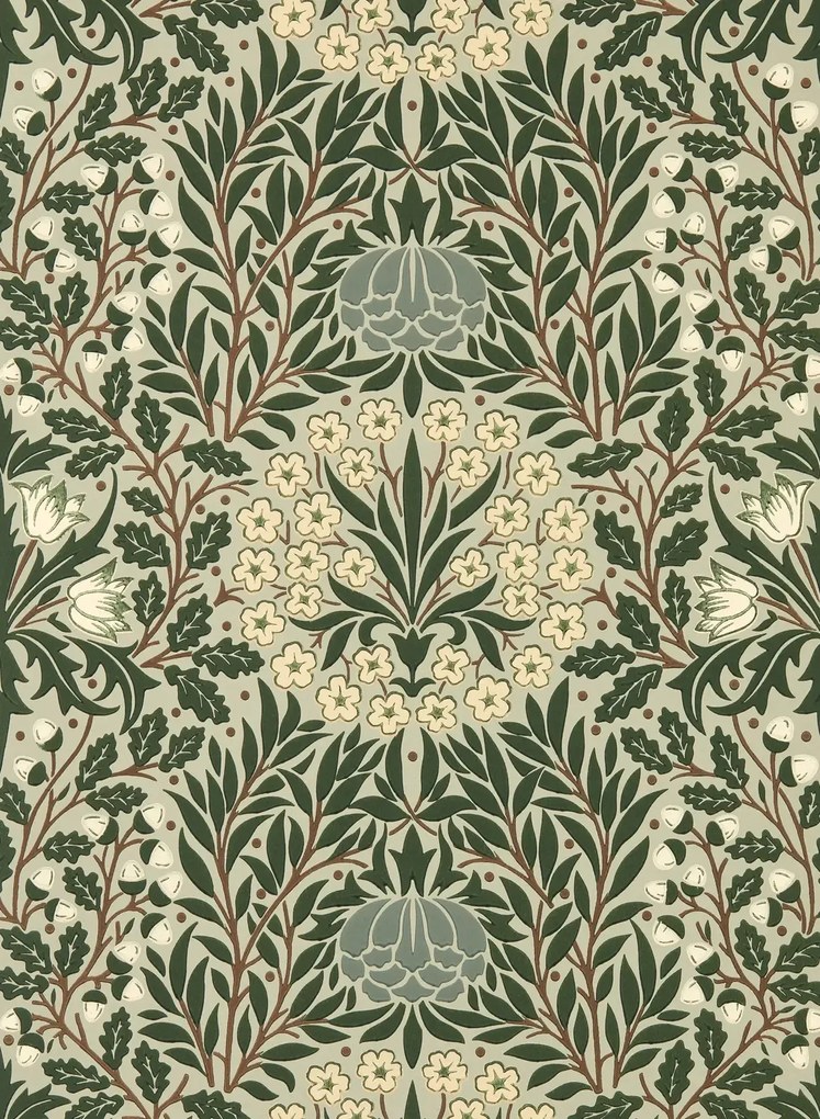 Morris & Co Carta da parati Daisy & Oak - Sage/ Forest