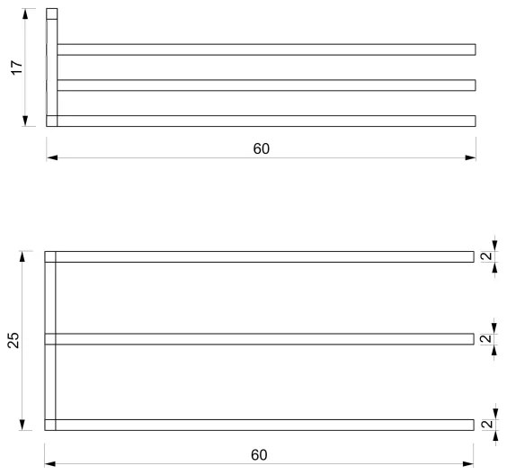 Porta asciugamani da parete 25x60 cm nero