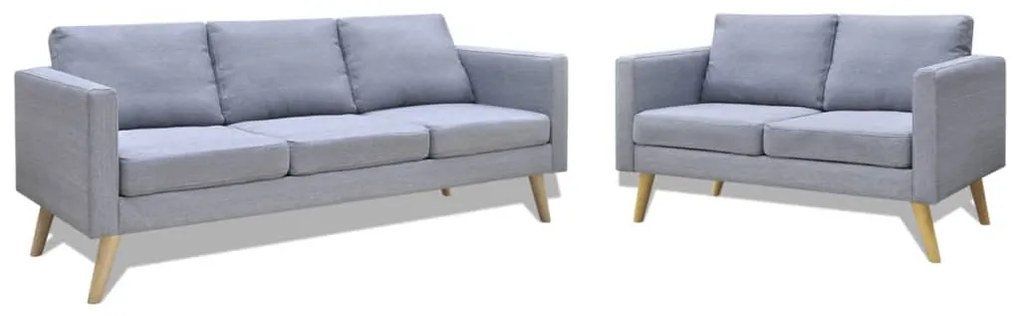Set Divani A 2 E A 3 Posti İn Tessuto Grigio Chiaro /