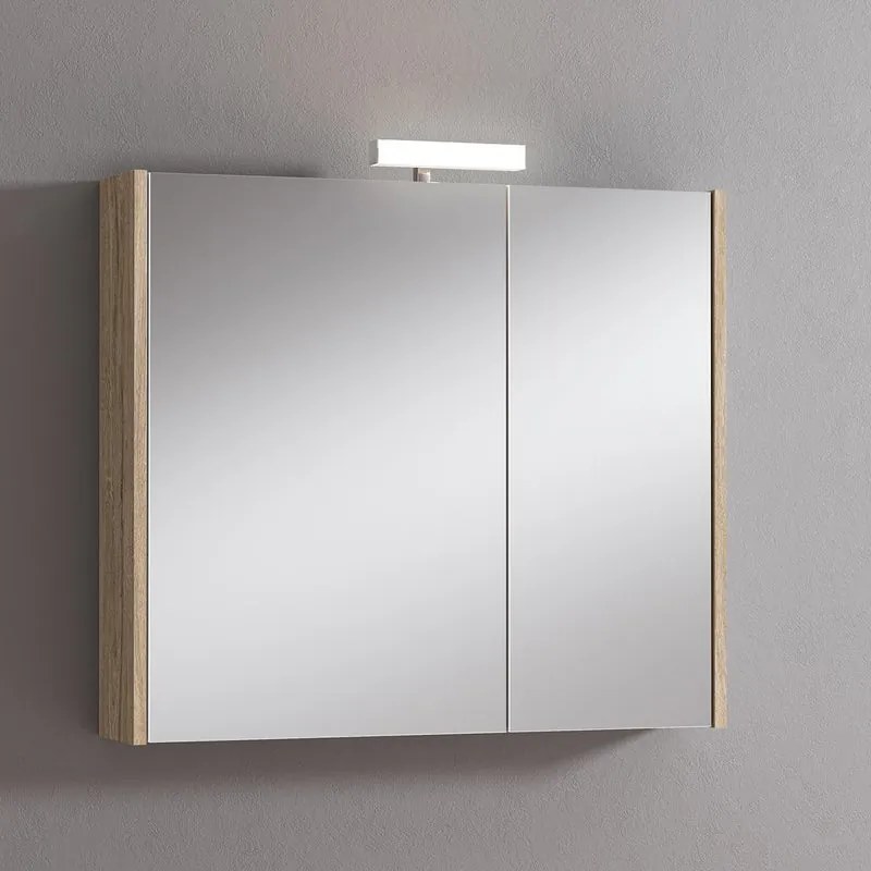 Pensile con luce Akira rovere nabucco L 80 x H 70 x P 15.5 cm