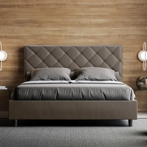 Letto matrimoniale contenitore imbottito 160x190 similpelle cappuccino Priya