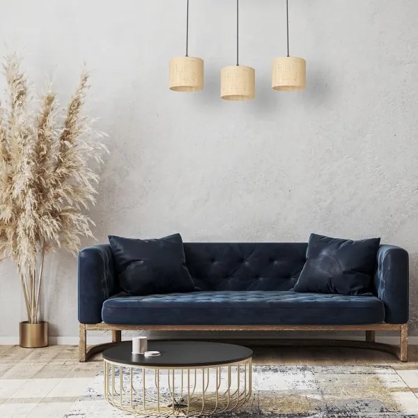 Lampadario a sospensione con filo RATTAN 3xE27/60W/230V rattan