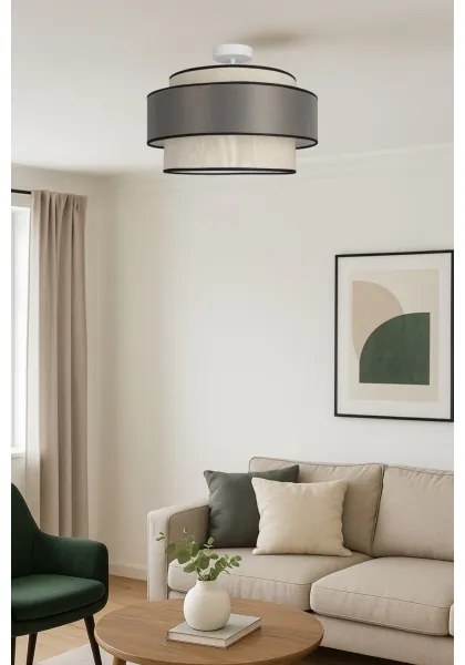 Lampadario a plafone GRACE 1xE27/60W/230V diametro 40 cm color crema/grigio