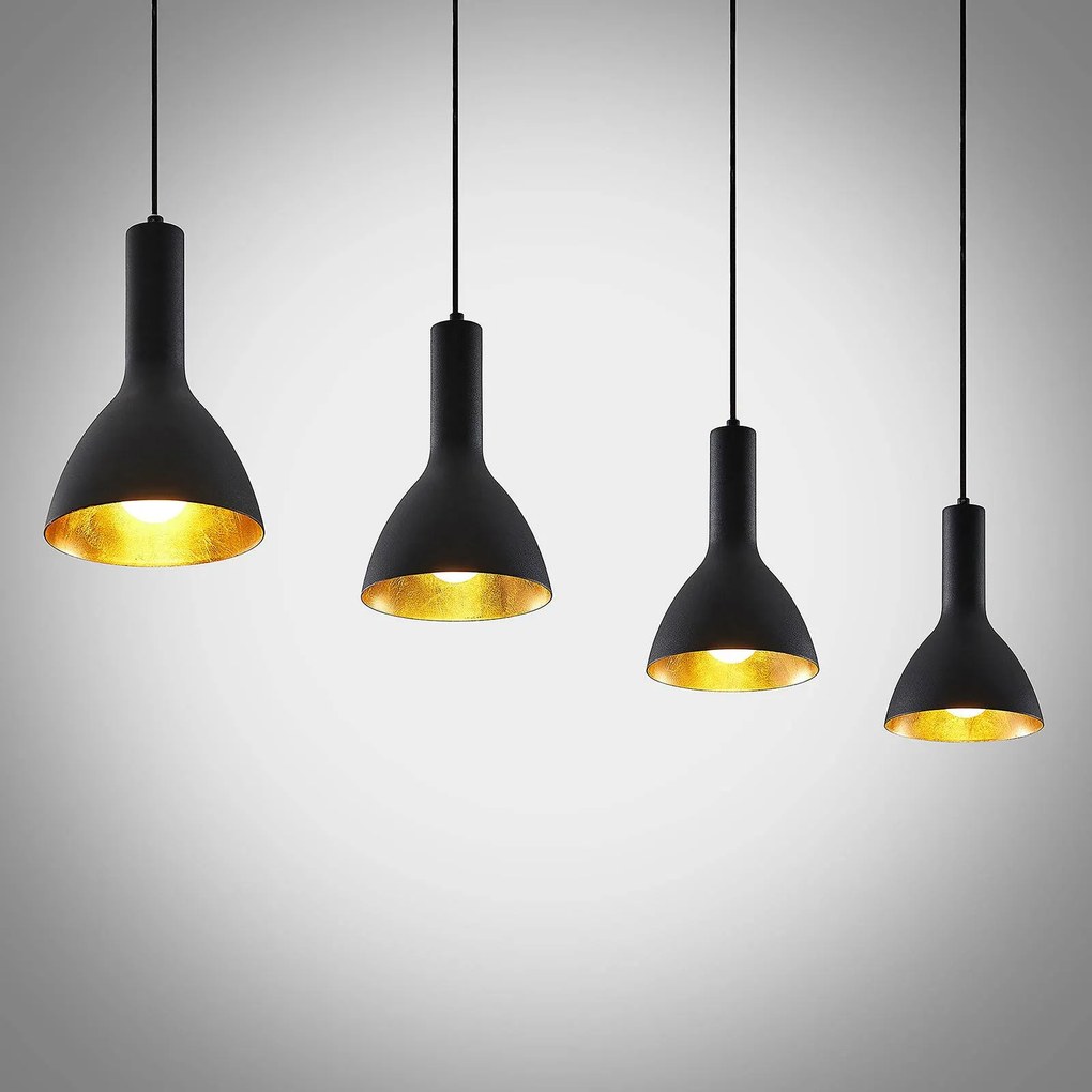 Arcchio lampada a sospensione Cosmina, a 4 luci, lunghezza 120 cm, nero