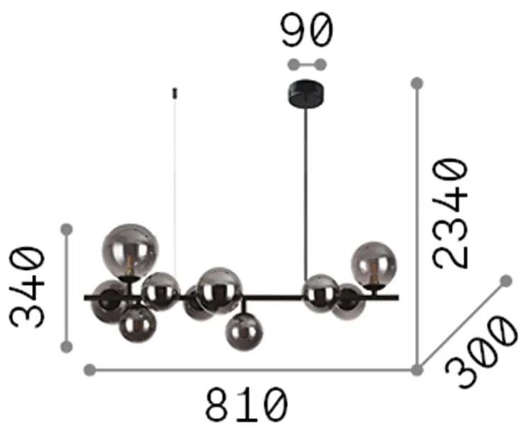 Sospensione Contemporanea Perlage Metallo Ottone 10 Luci G9 3W 3000K Luce Calda