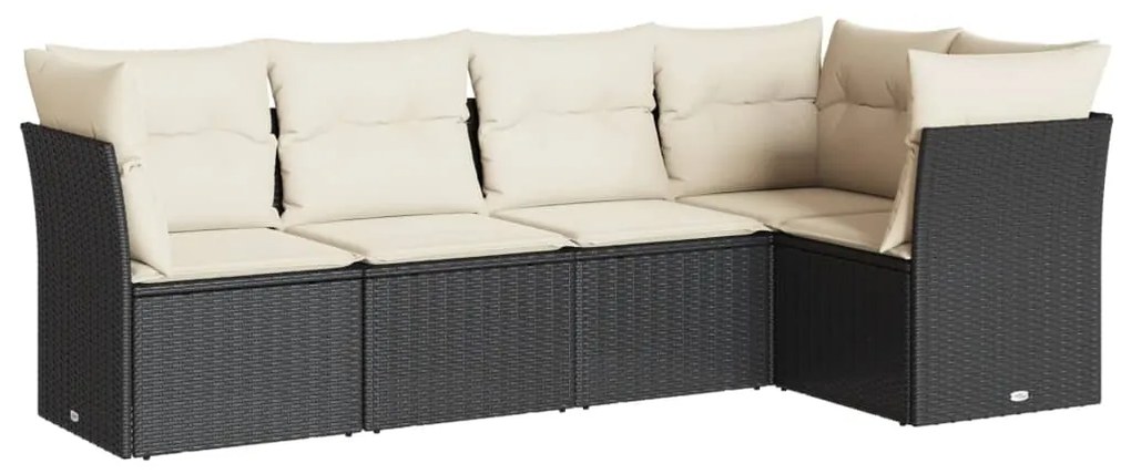 Set Divani da Giardino 5 pz con Cuscini in Polyrattan Nero