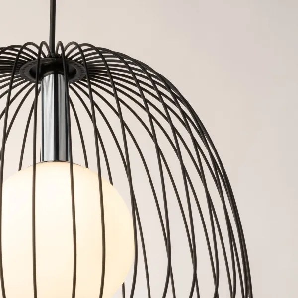 Lampadario a sospensione con filo BELL 1xG9/12W/230V diametro 33 cm nero/cromo lucido