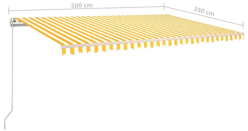Tenda da Sole Retrattile Manuale 500x350 cm Gialla e Bianca