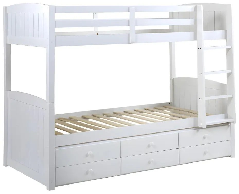 Letto a castello separabile con vani portaoggetti 90x190 cm Laccato bianco - ANCHISE