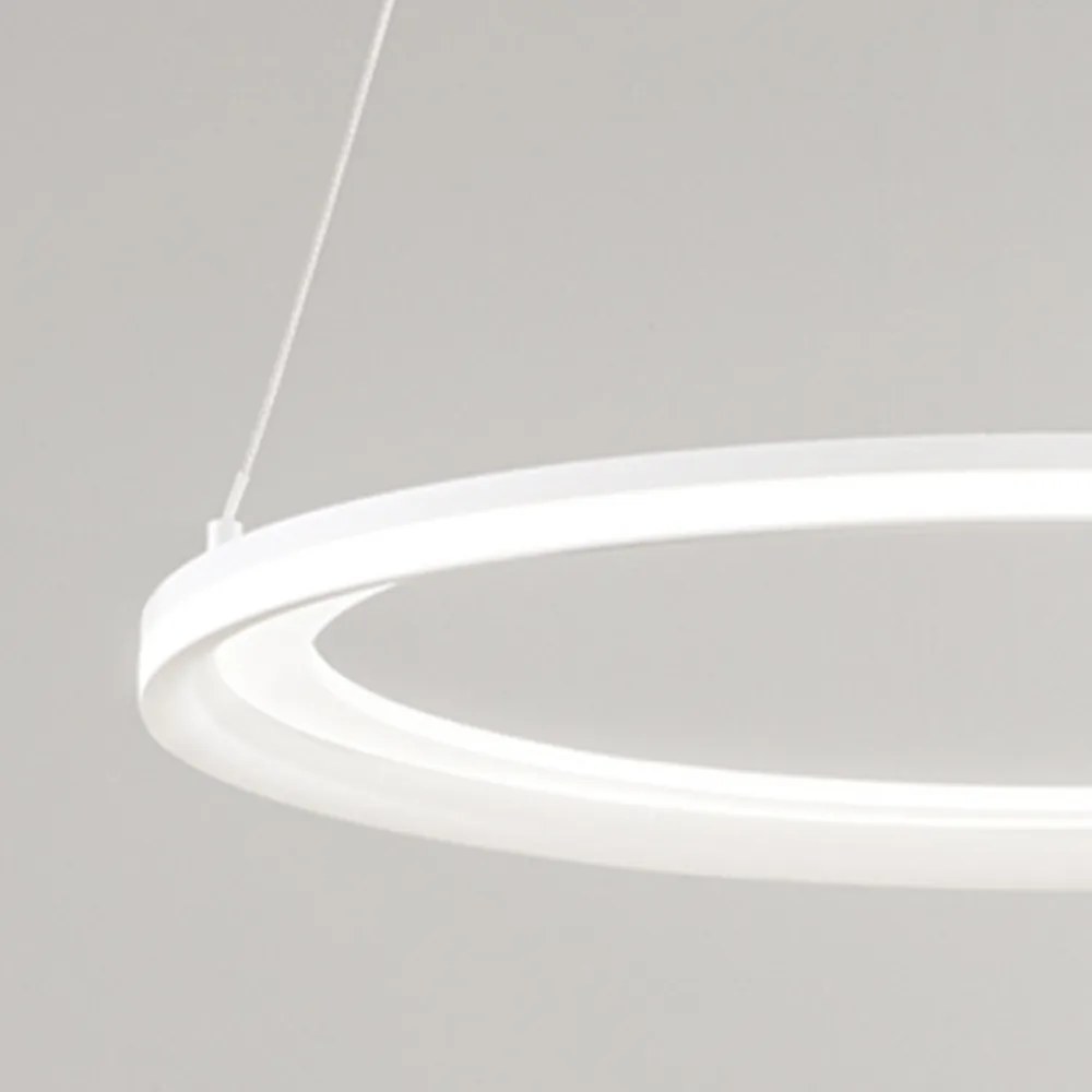 Lampadario A Sospensione Contemporaneo Edge Alluminio Bianco Led Integrato 66W