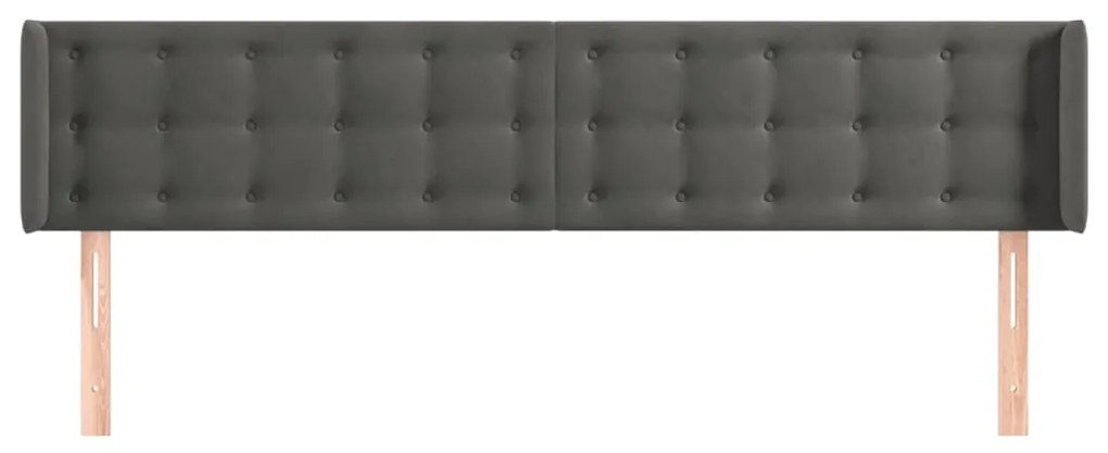 Testiera ad orecchio grigio scuro 163x16x78/88 cm in velluto