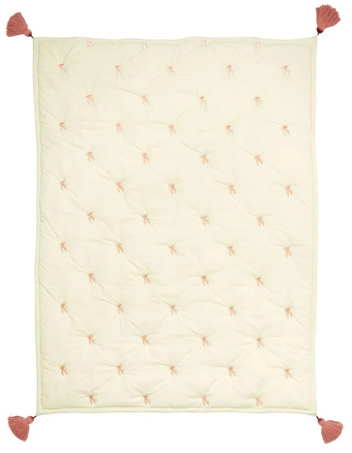 Coperta per bambini giallo chiaro/rosa in cotone organico trapuntata 90x120 cm Bows – Cam Cam Copenhagen
