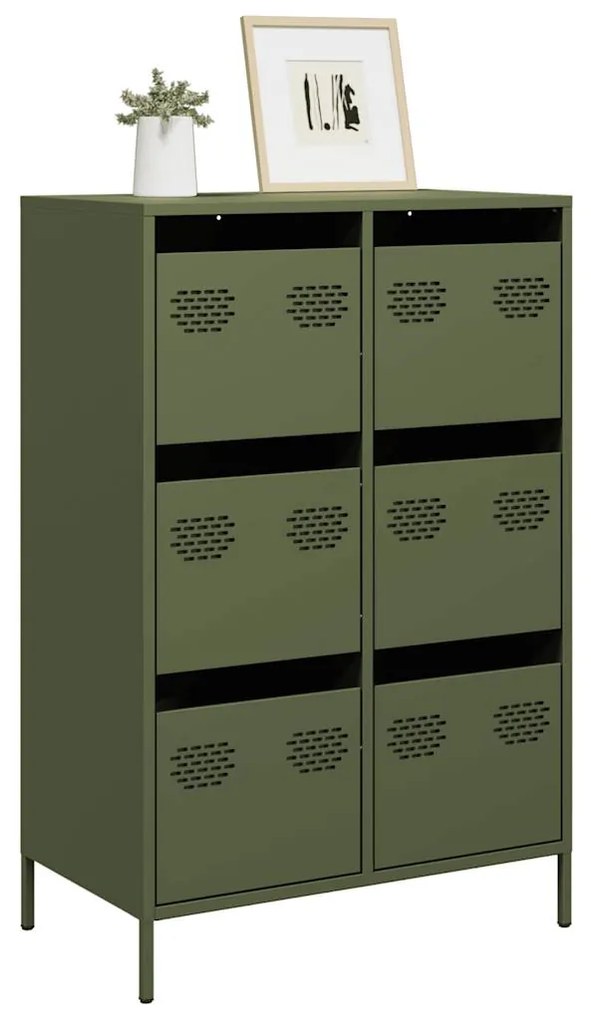 Credenza Verde Oliva 68x39x101,5 Cm İn Acciaio /