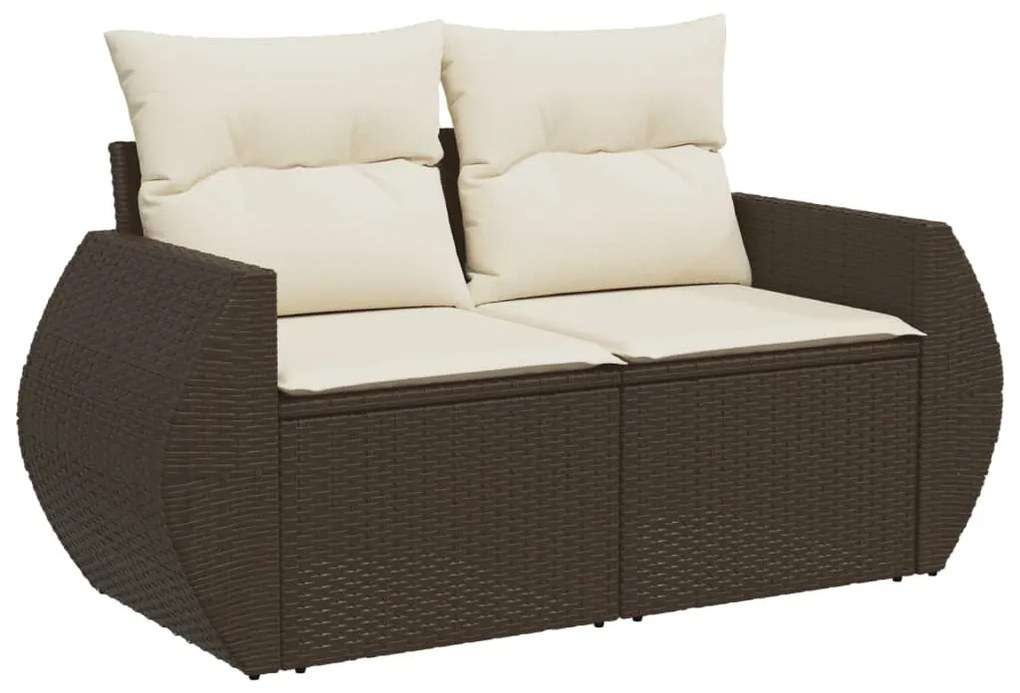 Set divani da giardino 11 pz con cuscini polyrattan marrone