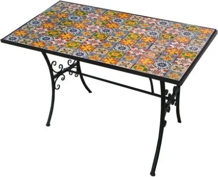 Set Da Pranzo Tavolo Maioliche Rettangolare 120x80 Con 4 Sedie Pieghevoli Kos