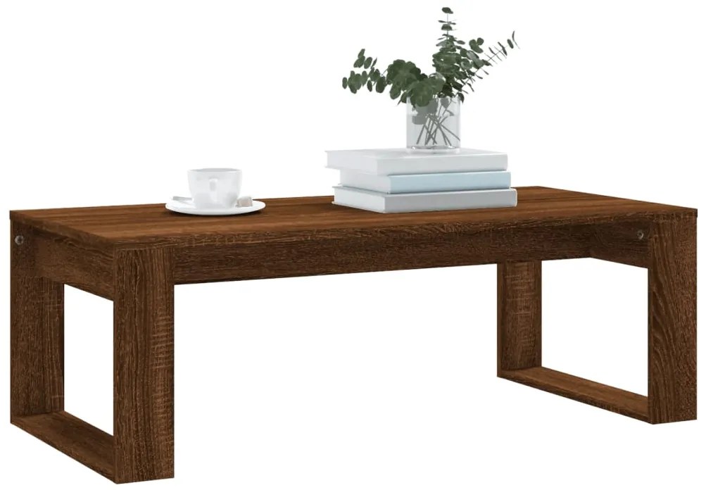 Tavolino salotto rovere marrone 102x50x35 cm legno multistrato