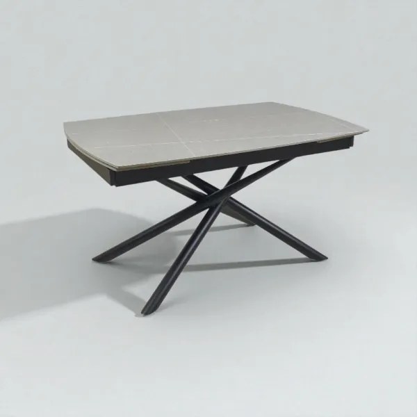 Tavolo allungabile 140-200x90 cm top marmo grigio gambe nere - VERAL