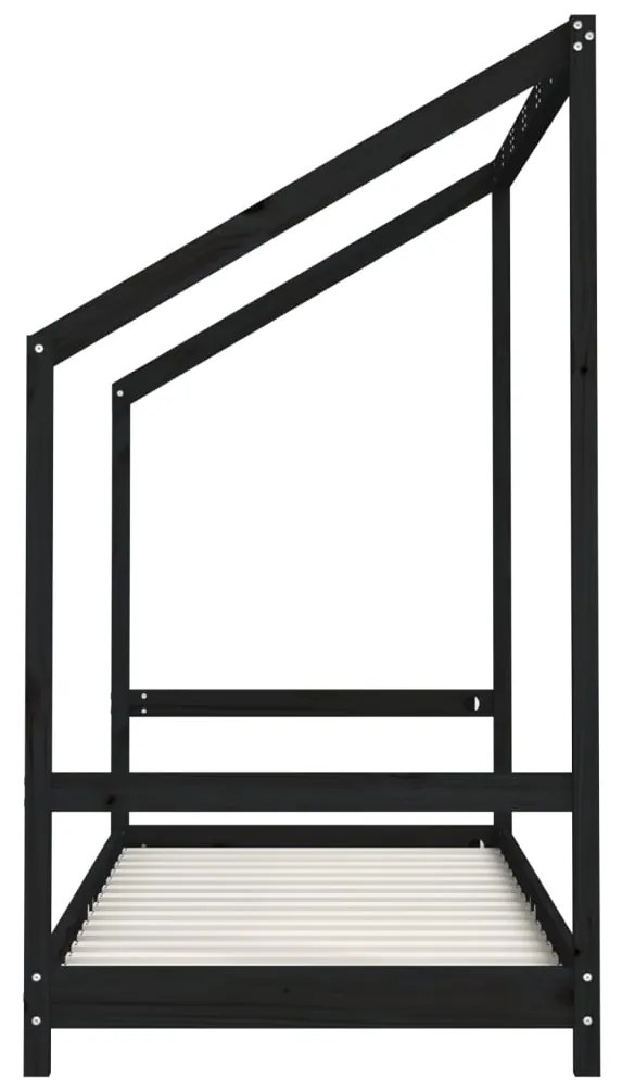 Giroletto per bambini nero 80x200 cm in legno massello di pino