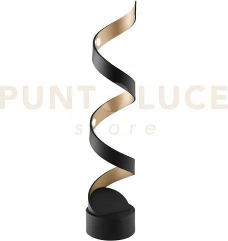 Lume led helix spirale nero e oro 12w 740lm 3000k 14,5x14,5x66cm