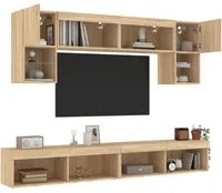 Mobili TV a Muro con LED 6pz Rovere Sonoma Legno Multistrato 3216706