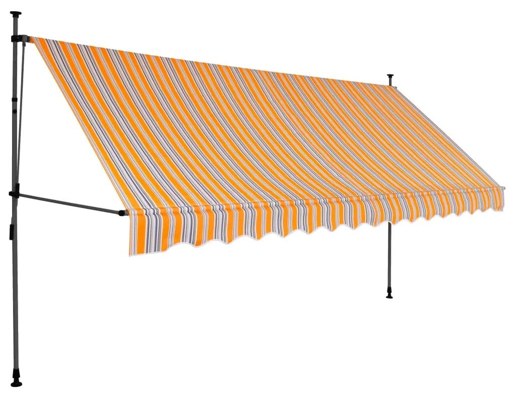 Tenda da Sole Retrattile Manuale con LED 350 cm Gialla e Blu
