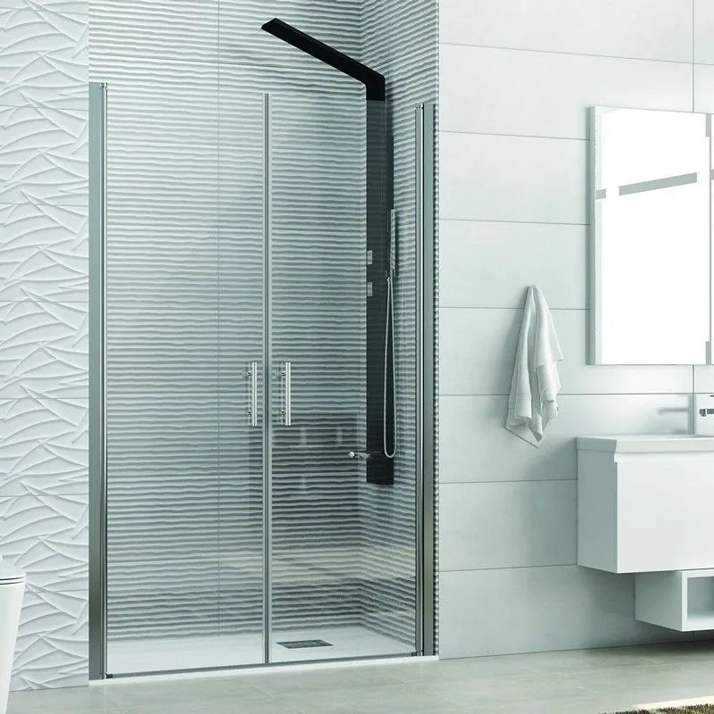 Kamalu - porta doccia a due battenti 140-145cm trasparente ks2800 saloon