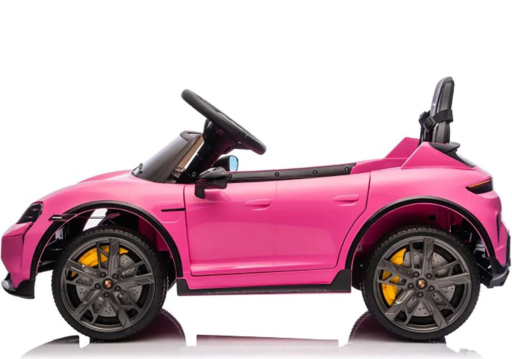 Macchina Elettrica per Bambini Porsche Taycan Turbo S 12V con Telecomando Bluetooth Luci LED e Tappetini Rosa...