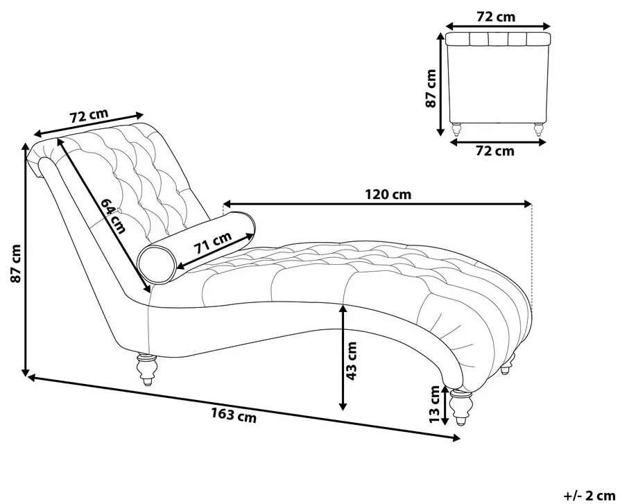 Chaise longue in tessuto blu MURET Beliani