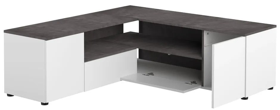 Tavolo TV grigio e bianco in cemento 130x46 cm Angle - TemaHome