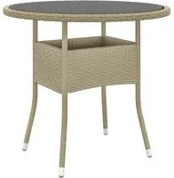 Tavolo da Giardino 80x75cm Vetro Temperato e Polyrattan Beige cod mxl 34230