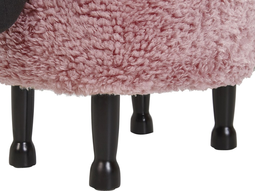 Pouf animaletto in tessuto rosa SHEEP Beliani