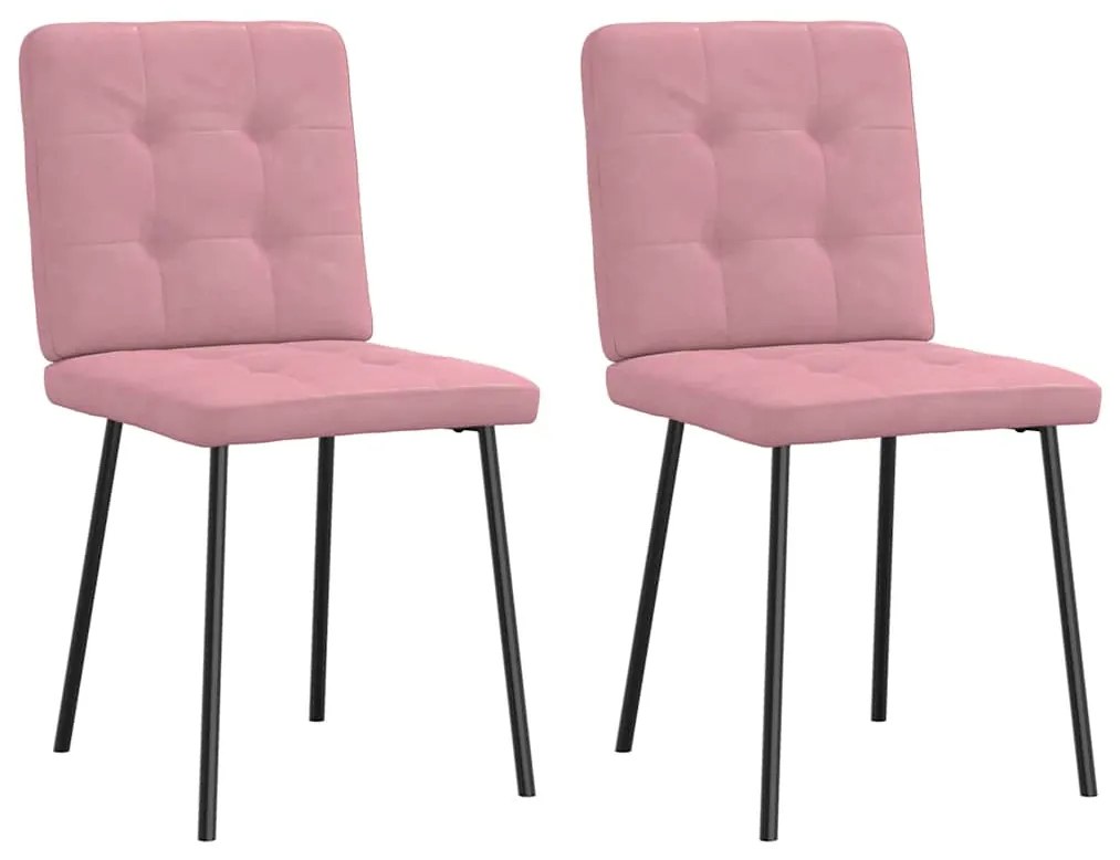 Sedie Da Pranzo 2 Pz Rosa İn Velluto /