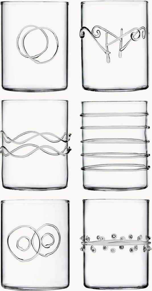 Set 6 bicchieri acqua fatti a mano Deco' Clear