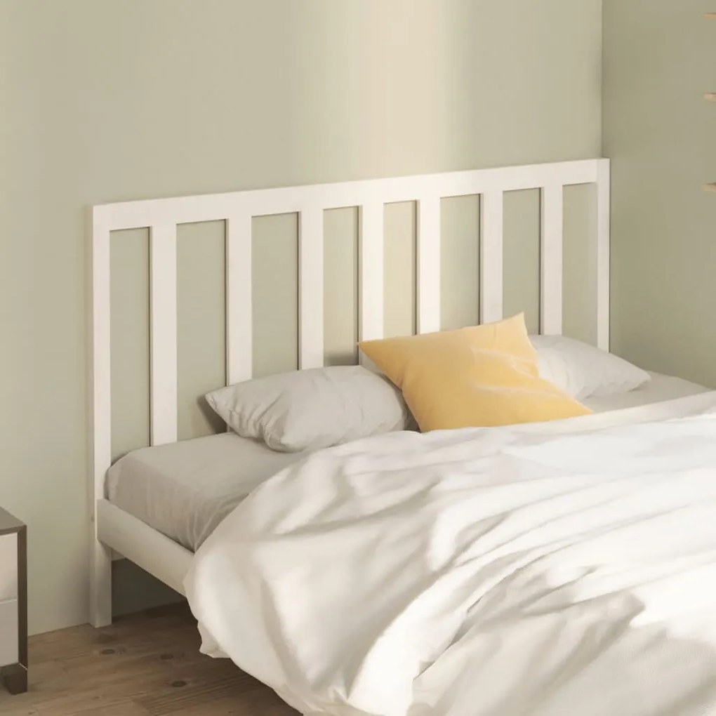 Testiera Per Letto Bianca 156x4x100 Cm Legno Massello Di Pino /