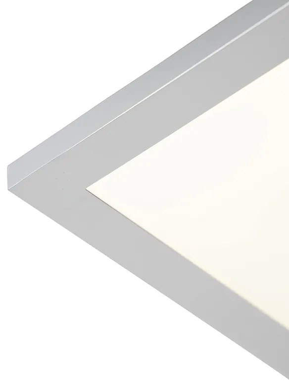 Elegante plafoniera rettangolare cromo con LED integrato IP44 - Flat