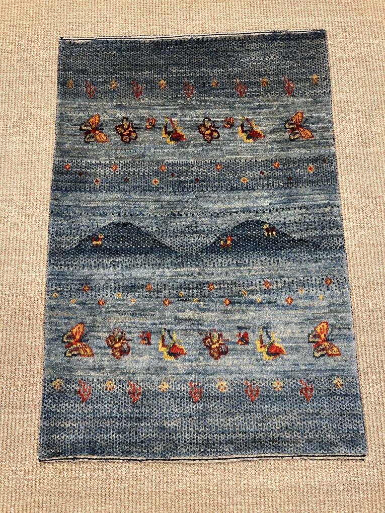 Loribaft Tappeto 90 x 60 Blu (Iran) Annodato A Mano