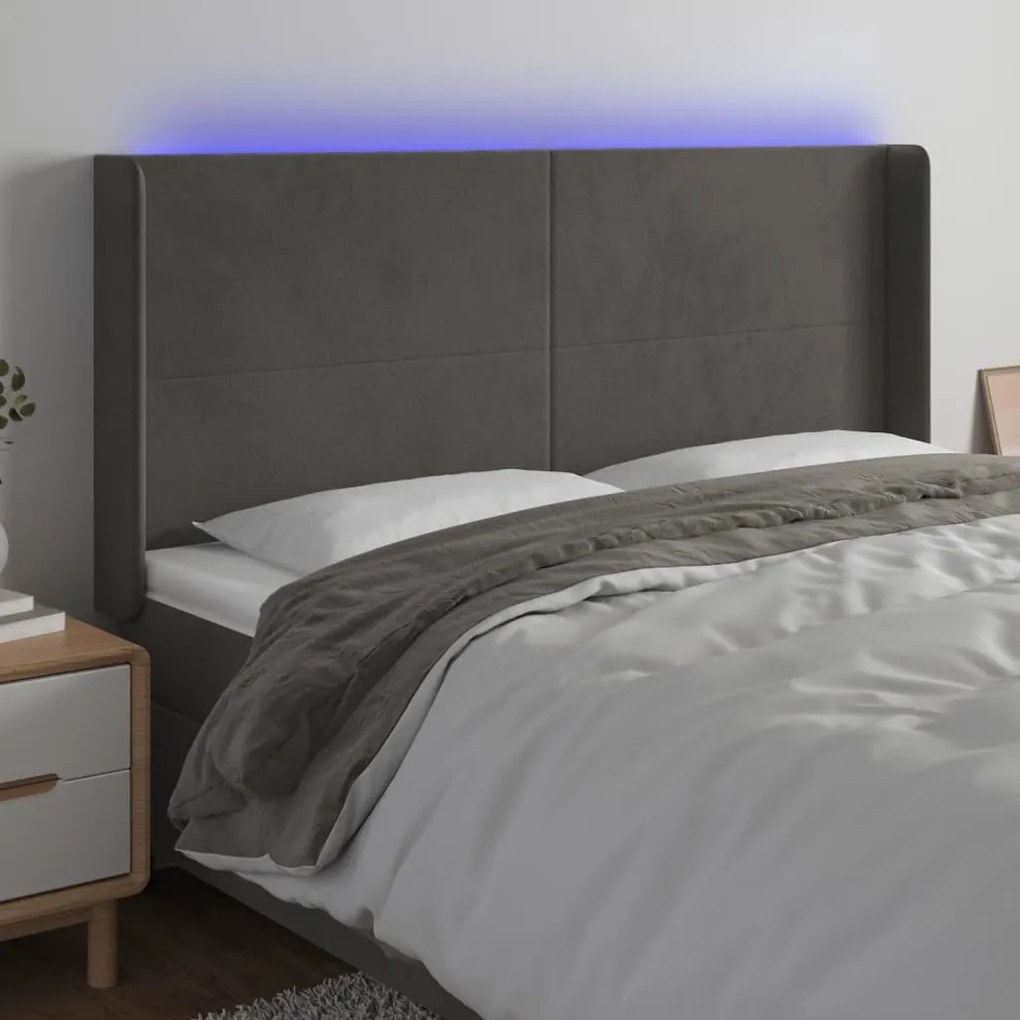 Testiera A Led Grigio Scuro 183x16x118/128cm İntessuto /