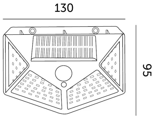 Lampada solare da parete LED 1W 3,7V 6500K IP44 con sensore e batteria 1200 mAh