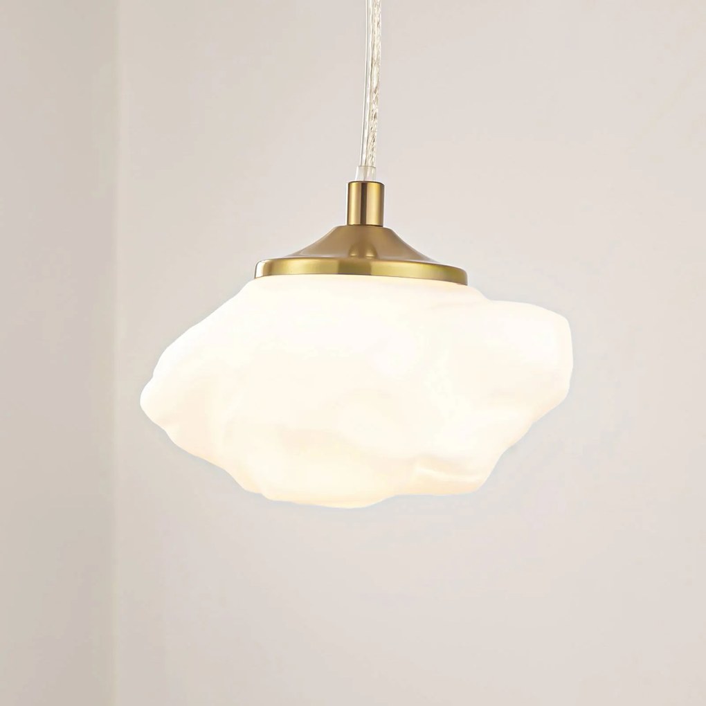 Lampada a sospensione in vetro Piatra Lindby, dimmerabile, Bianco / Opale, Soggiorno / Sala da pranzo, Vetro, Moderno, Lampada a sospensione