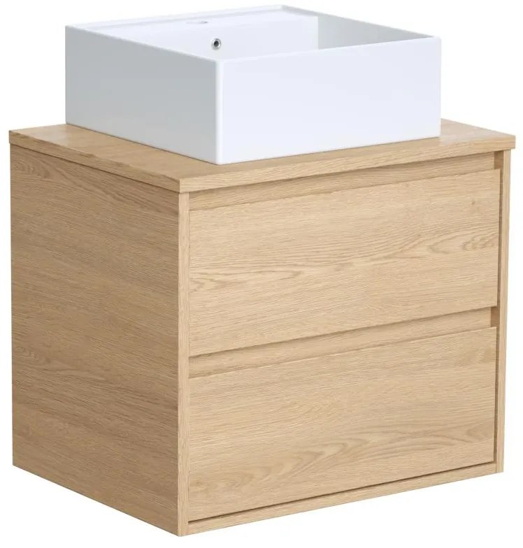 Mobile per bagno sospeso con lavabo da appoggio 60 cm Placcatura rovere - MILIPAM