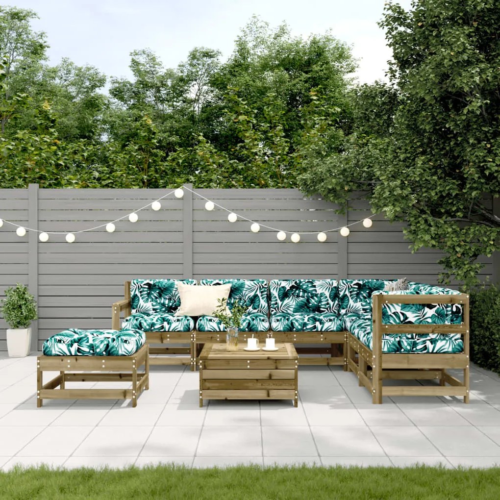 Set divani da giardino 8pz con cuscini legno impregnato di pino
