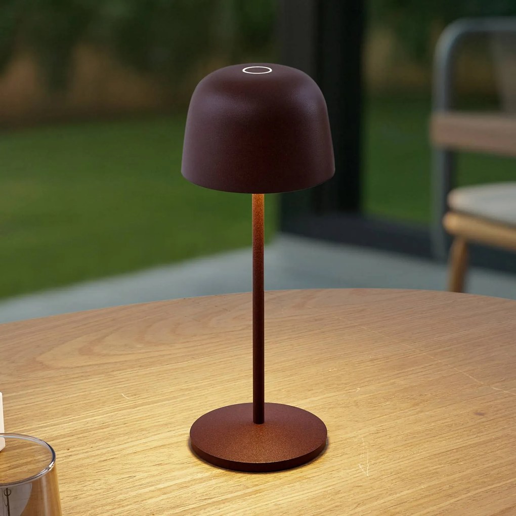 Lindby Lampada da tavolo a batteria LED Arietty, marrone, dimmerabile, IP65