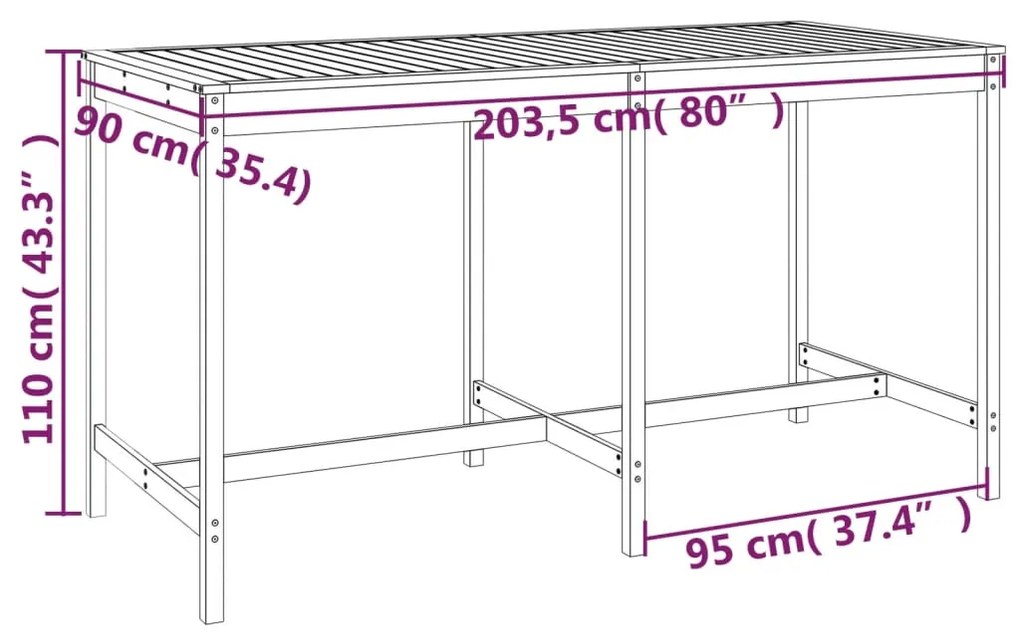 Set Bar da Giardino 9 pz Nero in Legno Massello di Pino