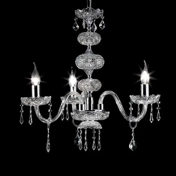 Lampadario sospeso DALLAS in cristallo D65 con finiture cromo da 3 luci